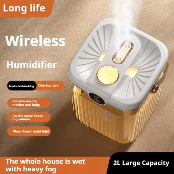 2L Portable Double - Spray USB Humidifier: Aroma Diffuser with Cooling Mist. Comes with a Delightful Small Night Light for Added – Image 3