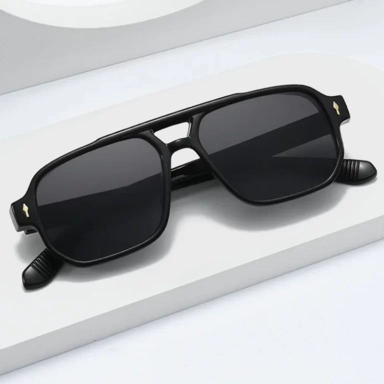 Nouveau rétro double pont carré lunettes de soleil pour femmes hommes mode design de luxe rivets lunettes de soleil tendance nuances UV400 Eyeglasse – Image 5