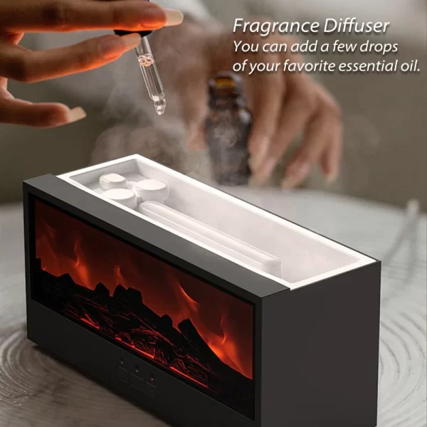 New Creative Fireplace Aroma Diffuser 150ml Waterless Auto-Off Colorful Flame Air Humidifier with Remote for Home Bedroom Gift – Image 5