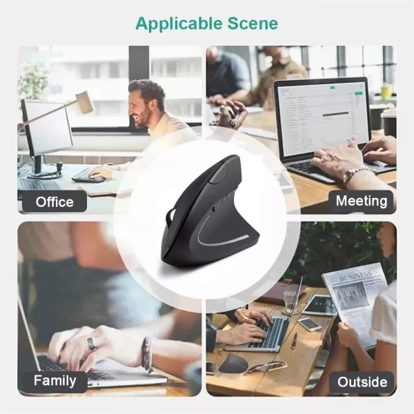 Souris verticale ergonomique 2.4GHz souris optiques sans fil 3 DPI réglable 800 / 1200 / 1600 6 boutons pour ordinateur portable ordinateur de bureau – Image 6