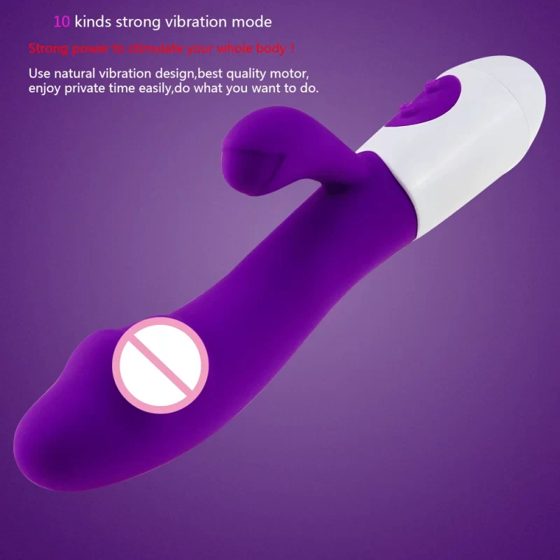 Silicone G Spot Dildo Lapin Vibrator Double Vibration 10 Vitesses Vagin Femme Clitoris Massageur Adult Sex Toys Pour Femmes – Image 4