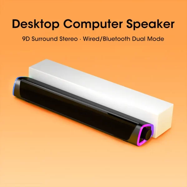 Barre de haut-parleur d'ordinateur 4D Sous-woofer stéréo Bluetooth haut-parleur pour Macbook ordinateur portable PC lecteur de musique haut-parleur câblé – Image 4