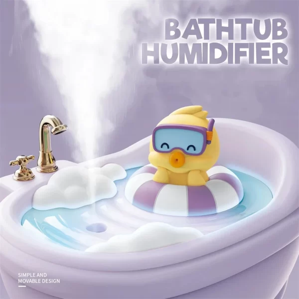 Humidificateur d'air de dessin animé Éclairage coloré 340ML Mini baignoire Diffuseur de forme Jouet pour enfants Humidificateurs de canard mignon Voiture Bureau silencieux – Image 4