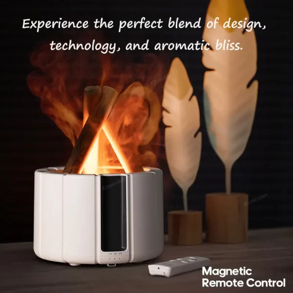 KINSCOTER Diffuseur d'arôme de flamme simulé Humidificateur d'air de feu Ultrasonic Cool Mist Maker Fogger LED Lamp Diffuseur d'huile essentielle – Image 3