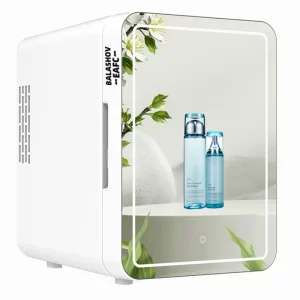 4L mini maquillage réfrigérateur avec miroir de lumière LED Portable de stockage de cosmétiques réfrigérateur Gardez frais Cooler pour la maison voiture à double usage