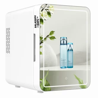 4L mini maquillage réfrigérateur avec miroir de lumière LED Portable de stockage de cosmétiques réfrigérateur Gardez frais Cooler pour la maison voiture à double usage