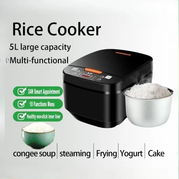 5L Rice Cooker Household Smart Rice Cooker Large Capacity Can Be Reserved for Timing Multi-function Kitchen Appliances – Image 2