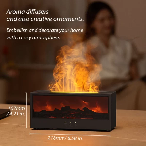 New Creative Fireplace Aroma Diffuser 150ml Waterless Auto-Off Colorful Flame Air Humidifier with Remote for Home Bedroom Gift – Image 4
