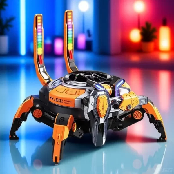 Haut-parleur Bluetooth Crab mécanique, LED multicolore, Bluetooth 5.0, basse profonde stéréo 10W, TWS, temps de lecture 8H pour la maison et l'extérieur – Image 2