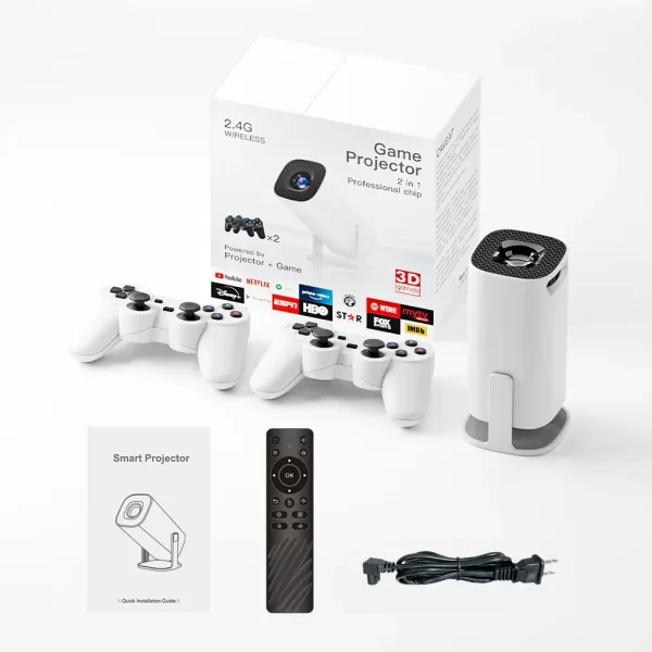 Projecteur de jeux 3D P30MAX Console de jeux vidéo rétro Contrôleur sans fil 4K ULTRA HD Plug and Play Android11 BT5.0 720P Home Cinema