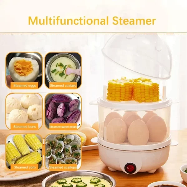 Automatique électrique œuf streamer électrique multifonctionnelle chaudière électrique à œufs double couche cuiseuse à œufs mini cuisine machine à petit-déjeuner – Image 5