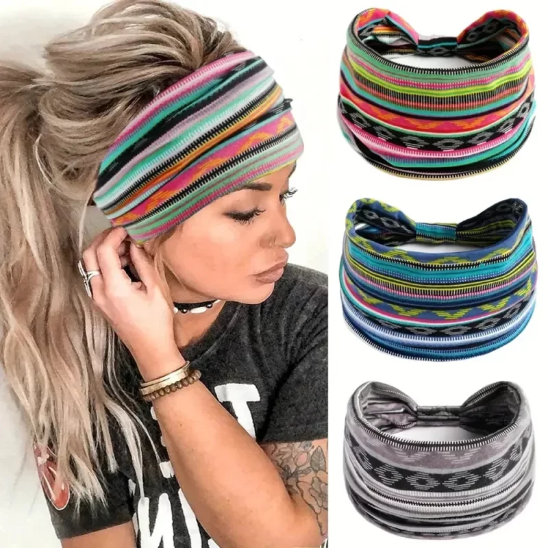 1 pcs femmes européennes américaines style bohème écharpe élastique à la mode respirant coton large bord accessoires cheveux