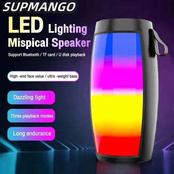 S12 haut-parleurs Bluetooth sans fil puissants boîtes à son portables sous-woofer basse audio de voiture lecteur MP3 système sonore lumières LED – Image 2