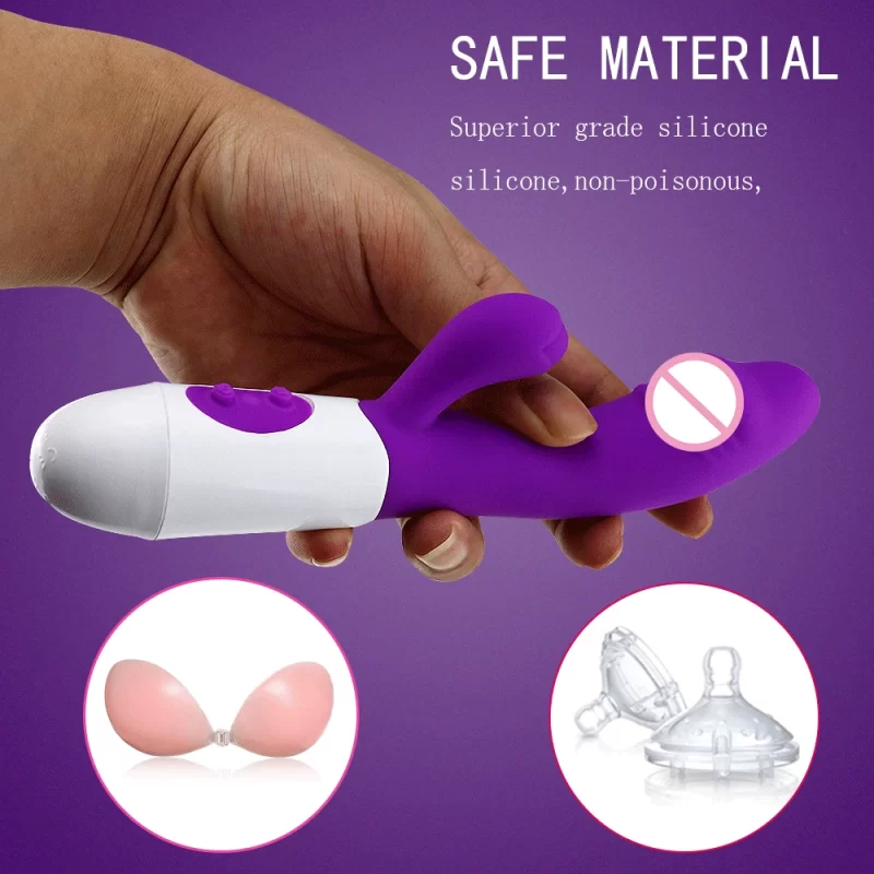 Silicone G Spot Dildo Lapin Vibrator Double Vibration 10 Vitesses Vagin Femme Clitoris Massageur Adult Sex Toys Pour Femmes – Image 3