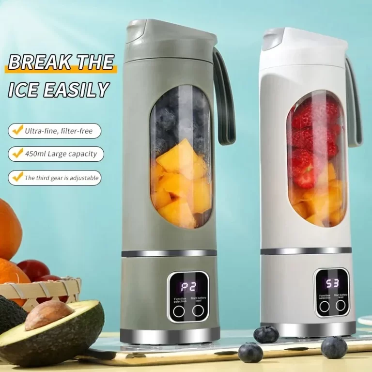 10 lames extracteur de fruits portable 450ml Capacité 3 engrenages USB mélangeur rechargeable concasseur à glace pour shakes et smoothies jus de tasse – Image 2