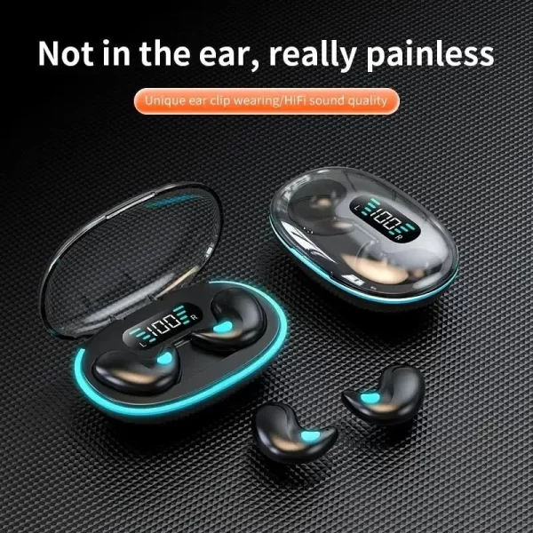 Écouteurs sans fil invisible X55 TWS Bluetooth 5.3 écouteurs cachés écouteurs IPX5 étanche à l'eau réduction du bruit casque sportif – Image 3