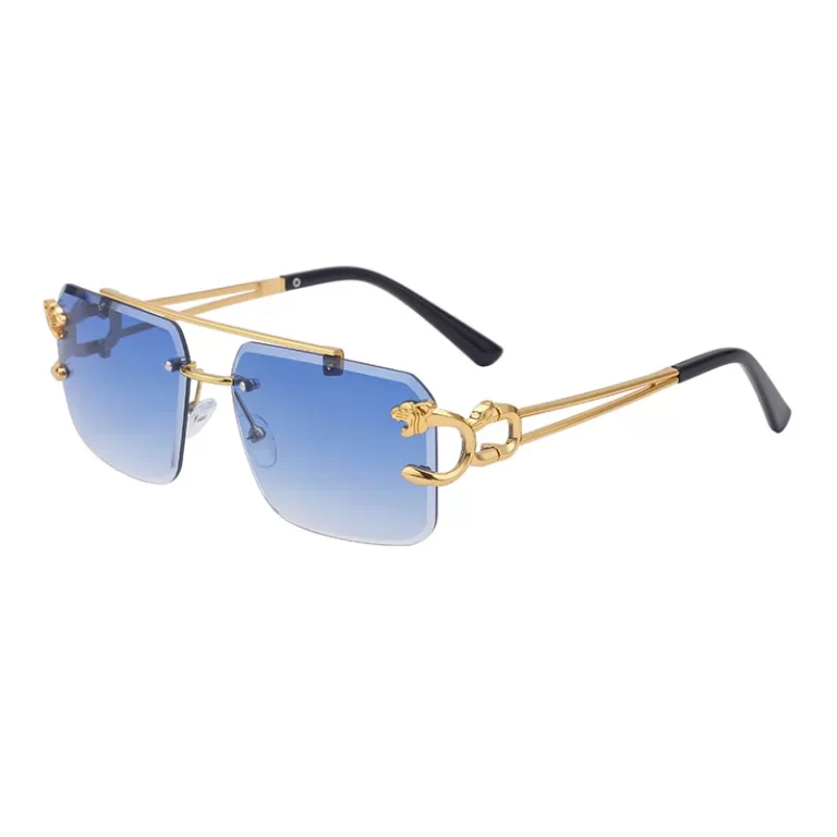 Mode métal léopard lunettes de soleil sans bord double ponts gradient film océan ombrages UV400 – Image 6