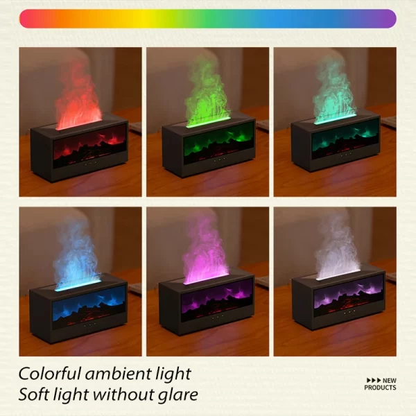 New Creative Fireplace Aroma Diffuser 150ml Waterless Auto-Off Colorful Flame Air Humidifier with Remote for Home Bedroom Gift – Image 3