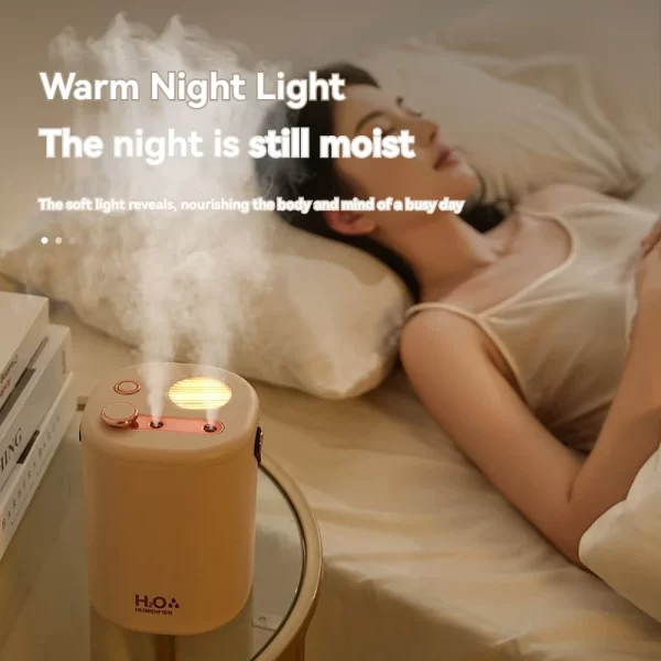 Humidificateur d'air à double buse de 2L Desktop Home Bedroom Offiec Diffuseur d'huile silencieux avec volume de brouillard élevé – Image 4