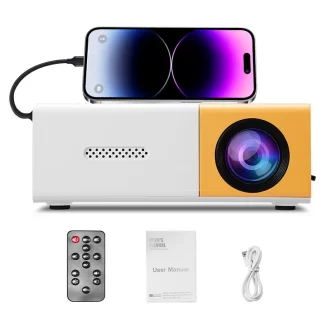 Smart Mini Projecteur portable, Angle réglable à 180 °, Compatible, USB, Smartphone, TV Box, Portable-pour les films et les présentations