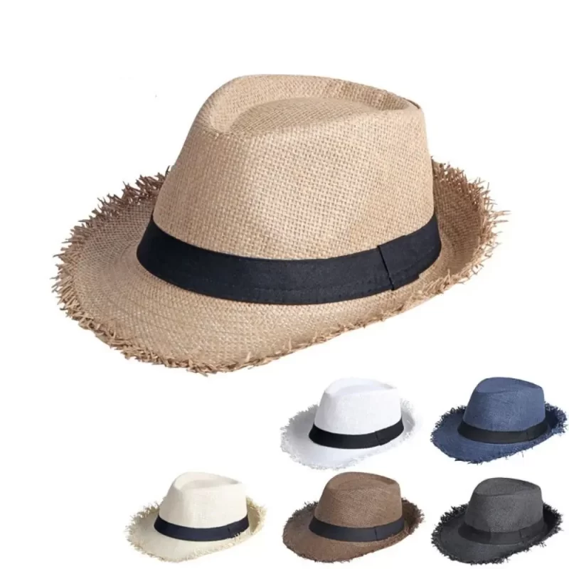 Chapeau de paille Soleil Homme Femmes Casual Breathable Cowboy Large Brim Jazz Chapeau de protection solaire Mode Plage Caps été