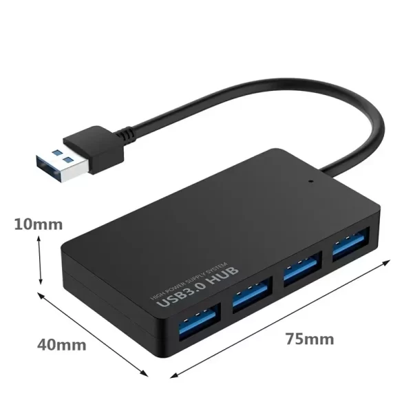 Adaptateur USB HUB 3.0 USB 3.0 HUB Extender 4 Ports Station d'accueil Transfert de date haute vitesse pour PC Accessoires d'ordinateur portable Splitter USB – Image 6