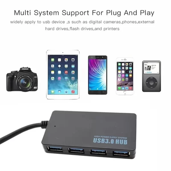 Adaptateur USB HUB 3.0 USB 3.0 HUB Extender 4 Ports Station d'accueil Transfert de date haute vitesse pour PC Accessoires d'ordinateur portable Splitter USB – Image 4