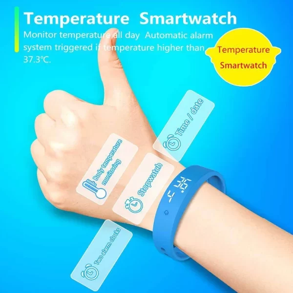 Bracelet intelligent LED numérique étanche à l'eau Smart Clock Smartband avec moniteur de température corporelle Smart Band Vibration Alarm Rappeleur – Image 3
