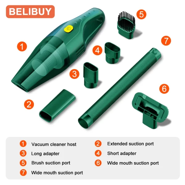 BELIBUY Aspirateur de voiture Machine de nettoyage ménager multifonctionnelle Machine de nettoyage de tapis de bureau sans fil portable haute puissance – Image 6