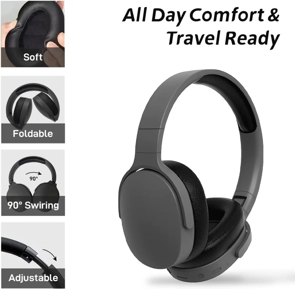 P2961 écouteurs Bluetooth sans fil au-dessus de l'oreille HIFI casques stéréo véritables sports avec écouteurs TF / AUX type C lecteur de musique avec microphone – Image 6