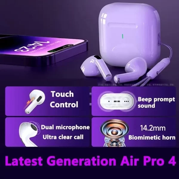 Air d'origine pro écouteurs bluetooth Bluetooth 5.3 auriculaires écouteurs casque de jeu pour iPhone Apple Xiaomi téléphone Android – Image 6