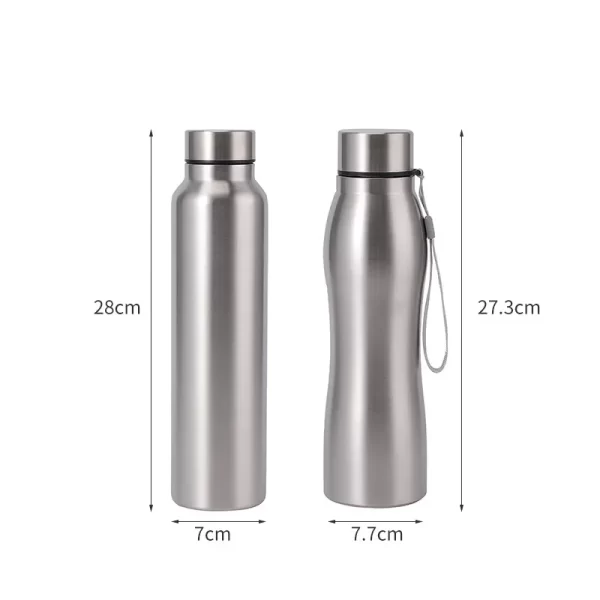 Bouteille d'eau sportive en acier inoxydable de haute qualité 1000ml Couche unique Coupe d'eau robuste Bouteille métallique Boissons Camping Sports Gym – Image 4