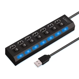 Haute vitesse 4 / 7 ports USB HUB 2.0 Adaptateur Expander Multi USB Splitter Multiple Extender avec commutateur de lampe LED pour ordinateur portable PC