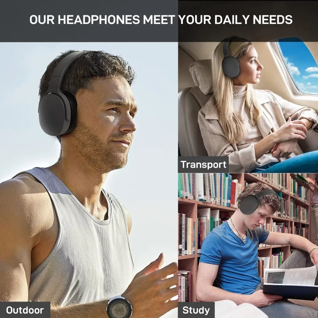 NEWMSNR 9D Surround Sound Casques Bluetooth sans fil sur les écouteurs True Sports Casques TF / AUX lecteur de musique avec micro HD – Image 5