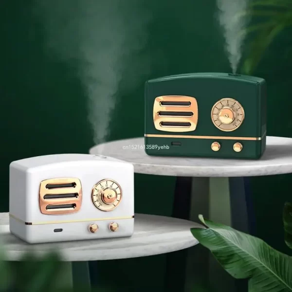 Rétro Radio Shape Large Capacité Portable Humidificateur d'air de bureau USB Mist Maker Aroma Diffuseur d'huile essentielle pour la maison – Image 6