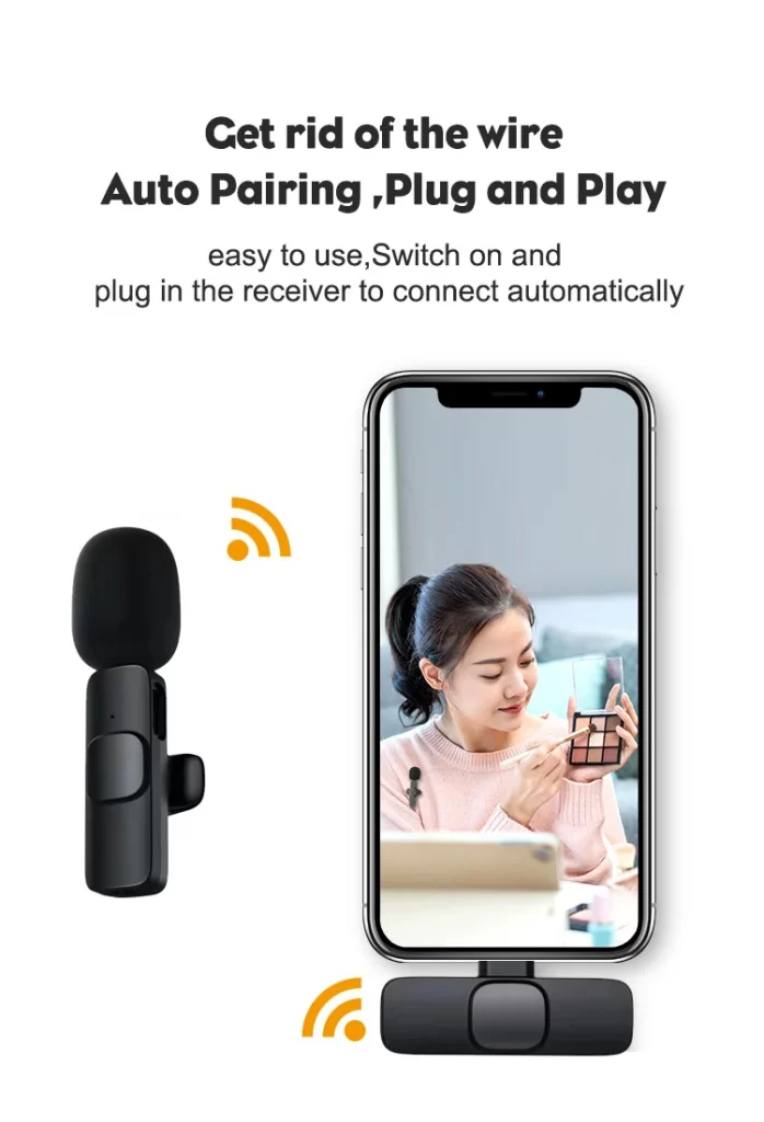 Microphone sans fil Lavalier Enregistrement audio et vidéo Mini Microphone pour iPhone Téléphone Android Diffusion en direct Mic Portable – Image 6