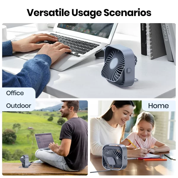 TOPK Mini ventilateur portable USB ventilateur de bureau Table de ventilateur Airflow fort & Operation silencieuse 3 vitesse Vent 360 ° Rotatable ventilateurs permanents pour la pièce Maison – Image 7