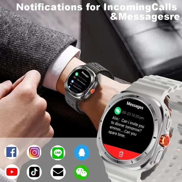 LAXASFIT Smart Watch GT7 Ultra 1,52 pouces AMOLED écran Bluetooth Talk Sport Fitness Smartwatch pour hommes Femmes Watch Cadeau de vacances – Image 4