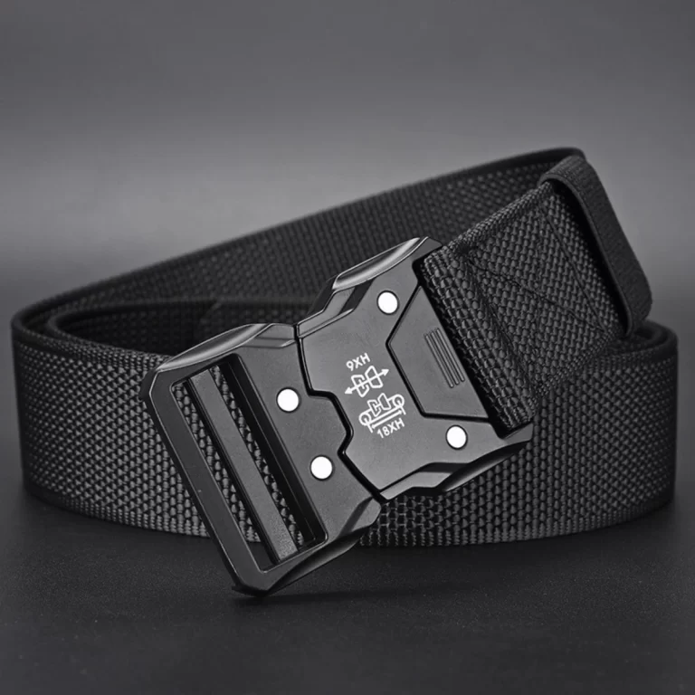 Oreilles rouges boucle en plastique ceinture tactique homme ceinture de toile militaire multifonctionnelle ceinture de formation en faux nylon extérieur ceinture de taille – Image 5