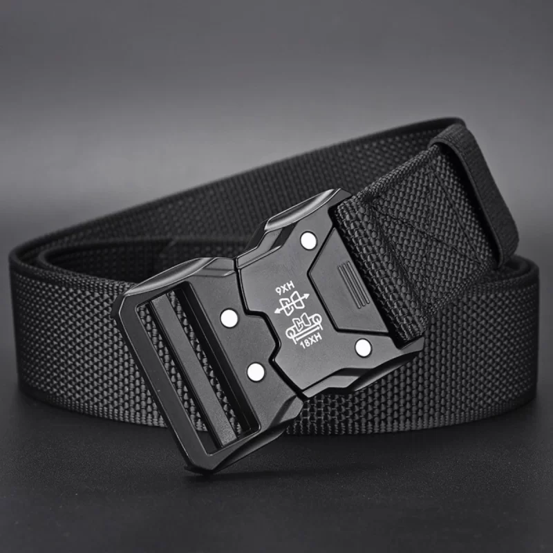 Oreilles rouges boucle en plastique ceinture tactique homme ceinture de toile militaire multifonctionnelle ceinture de formation en faux nylon extérieur ceinture de taille – Image 5