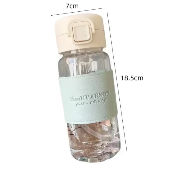 Bouteille d'eau portable de 500ml avec paille créative mignonne bouteille à boire en plastique étanche lait café thé jus tasse de boisson – Image 6