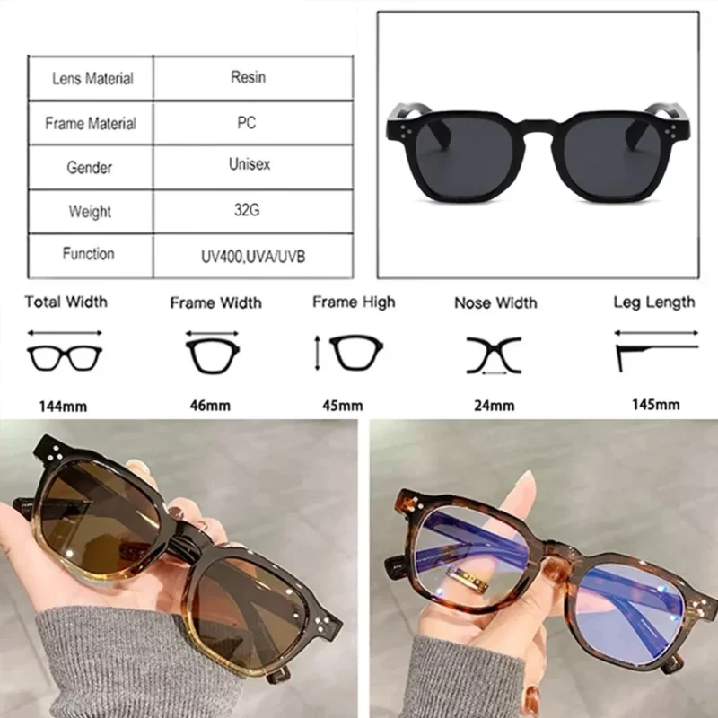 JNPCXI Mode Vintage Rivet Ovale Lunettes de soleil Femmes Hommes Luxe Leopard Lunettes de soleil Anti Blue Light Lunettes cadre – Image 7