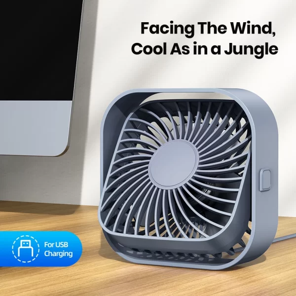 TOPK Mini ventilateur portable USB ventilateur de bureau Table de ventilateur Airflow fort & Operation silencieuse 3 vitesse Vent 360 ° Rotatable ventilateurs permanents pour la pièce Maison – Image 5