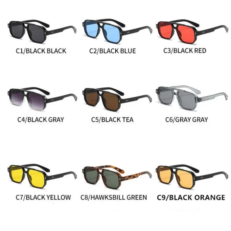 Nouveau rétro double pont carré lunettes de soleil pour femmes hommes mode design de luxe rivets lunettes de soleil tendance nuances UV400 Eyeglasse – Image 6
