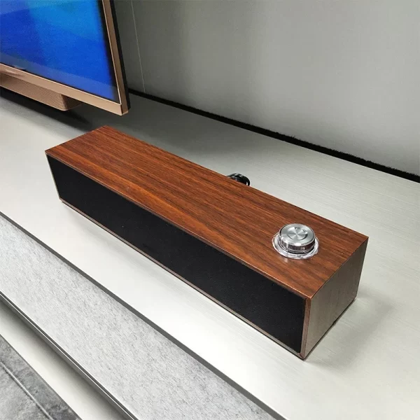 Haut-parleurs en bois câblés haut-parleurs Bluetooth avec multimédia pour boîte son de bureau subwoofer barres son fortes basses hifi – Image 3