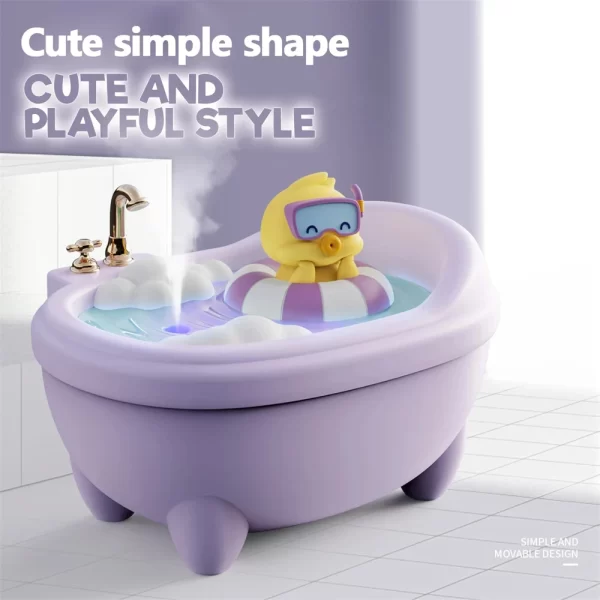 Humidificateur d'air de dessin animé Éclairage coloré 340ML Mini baignoire Diffuseur de forme Jouet pour enfants Humidificateurs de canard mignon Voiture Bureau silencieux – Image 2
