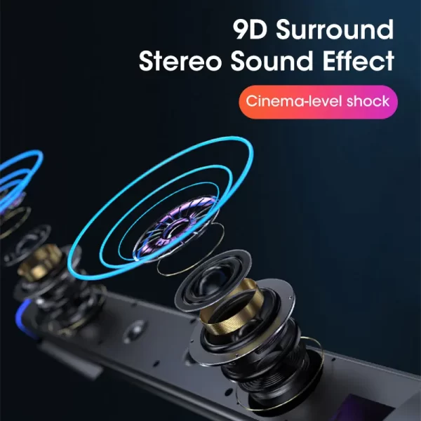 Barre de haut-parleur d'ordinateur 4D Sous-woofer stéréo Bluetooth haut-parleur pour Macbook ordinateur portable PC lecteur de musique haut-parleur câblé – Image 6