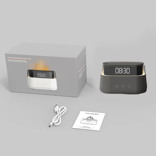 Diffuseur d'arôme de flamme simulé Humidificateur de diffuseur de lumière ambiante Home Desktop Alarm Humidificateur de flamme et diffuseur d'arôme – Image 6