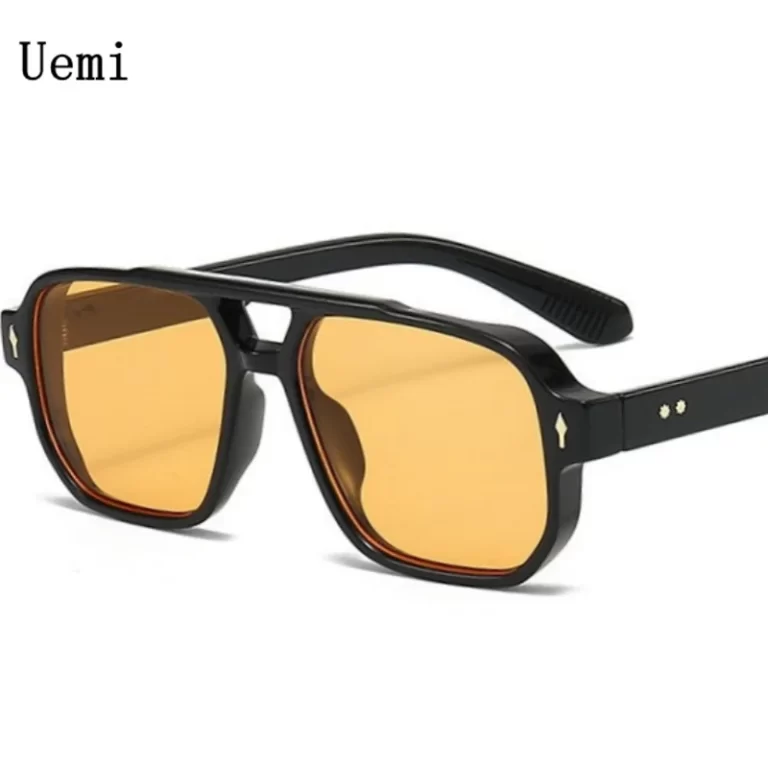 Nouveau rétro double pont carré lunettes de soleil pour femmes hommes mode design de luxe rivets lunettes de soleil tendance nuances UV400 Eyeglasse – Image 2