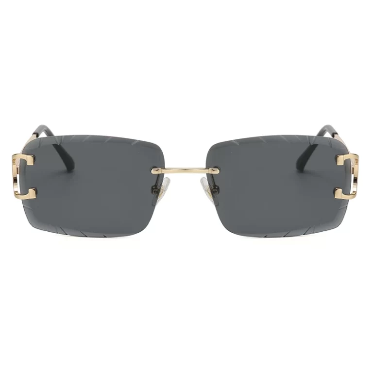 Lunettes carrées sans lunettes tendance métallique de haute qualité lunettes de soleil pour hommes et femmes – Image 6